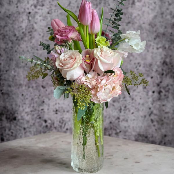 Adore You floral arrangement, a charming mix of vibrant blooms perfect for expressing love and appreciation, available for same-day delivery in Los Angeles for anniversaries, birthdays, and special occasions."