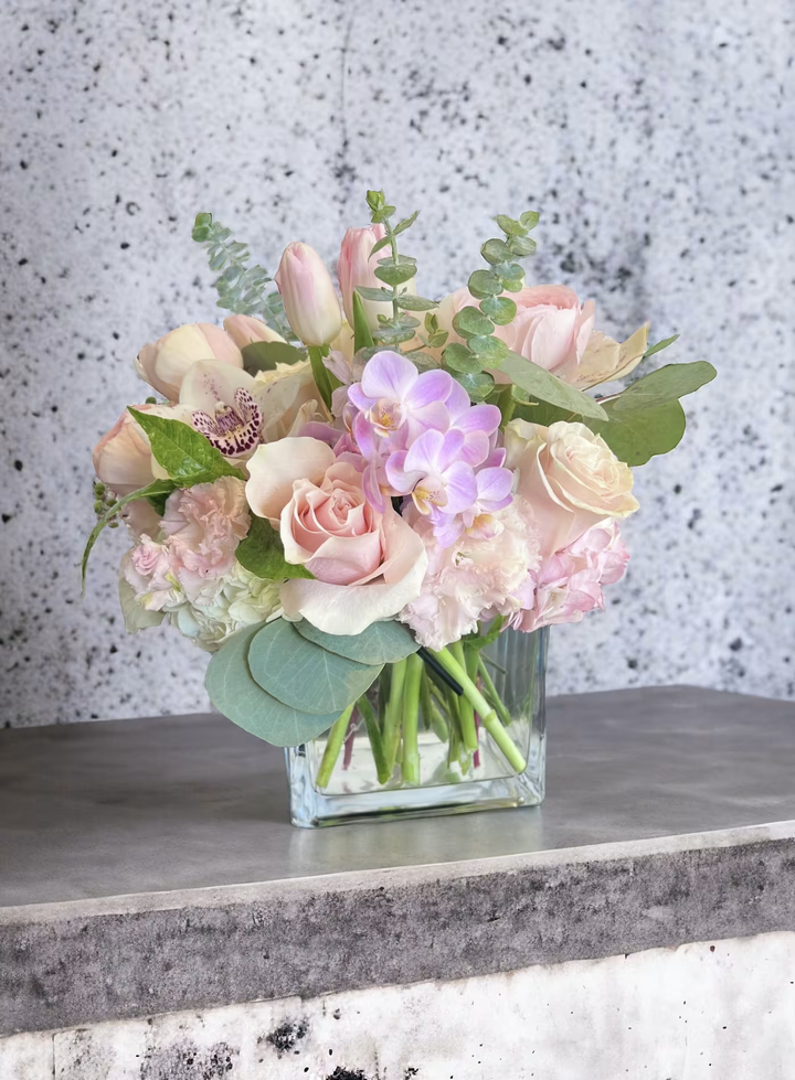 Pink Princess floral arrangement, featuring a beautiful blend of soft pink blooms, perfect for birthdays, anniversaries, or expressing love, available for same-day delivery in Los Angeles.