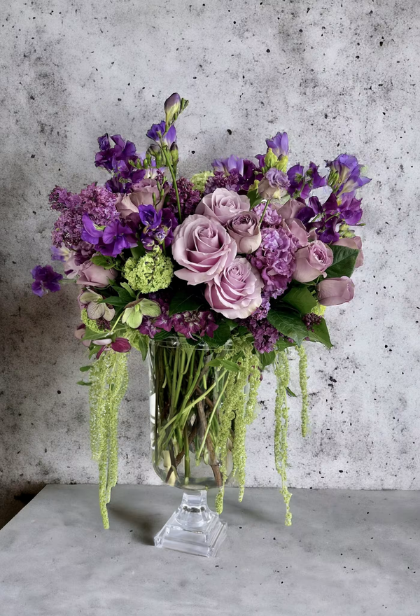 Purple Poetry floral arrangement, featuring elegant purple blooms with a touch of grace, perfect for weddings, romantic occasions, or luxury gifts, available for same-day delivery in Los Angeles