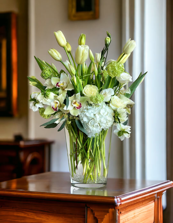 Timeless Romance floral arrangement, a beautiful bouquet of romantic blooms, perfect for anniversaries, Valentine's Day, or special celebrations, available for same-day delivery in Los Angeles.